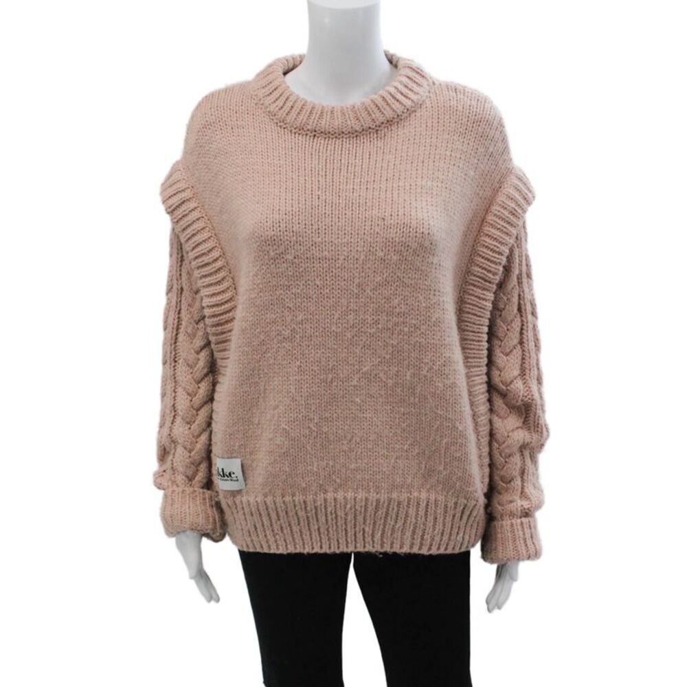 Jakke Unisex Pullover Beige Crew Neck Long Sleeve Acrylic Blend Size 4